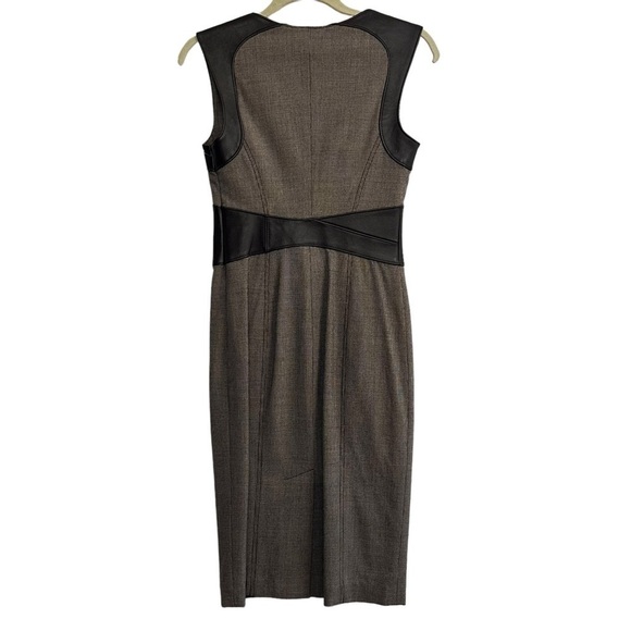 BEBE VINTAGE CORSETED LEATHER TWEED PENCIL DRESS SIZE 4 - Picture 5 of 16